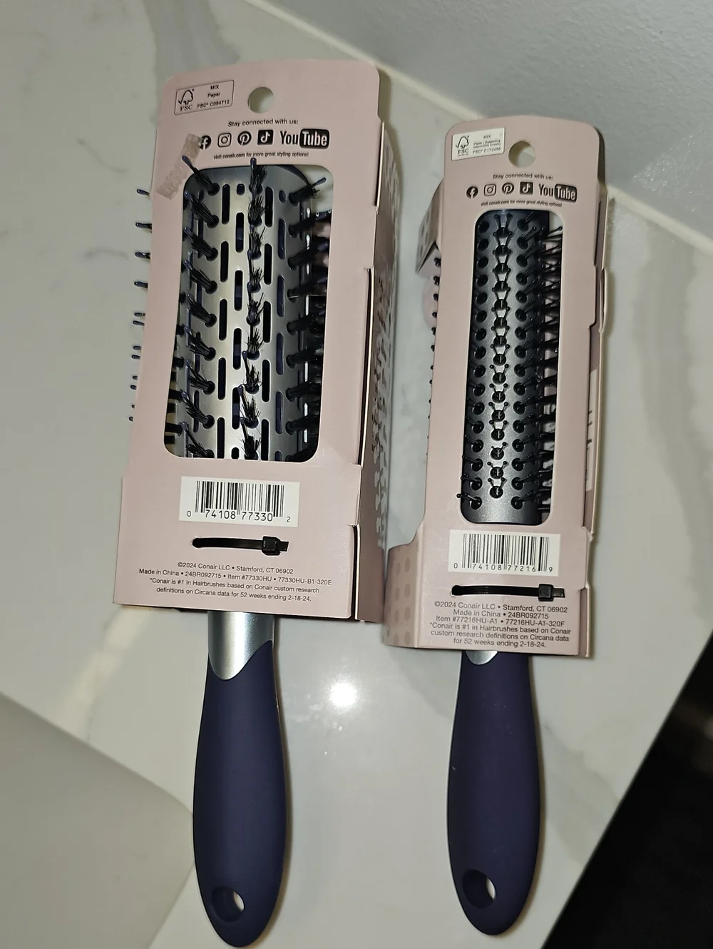 Conair Bundle Of Hairbrushes (2). New In Packaging.